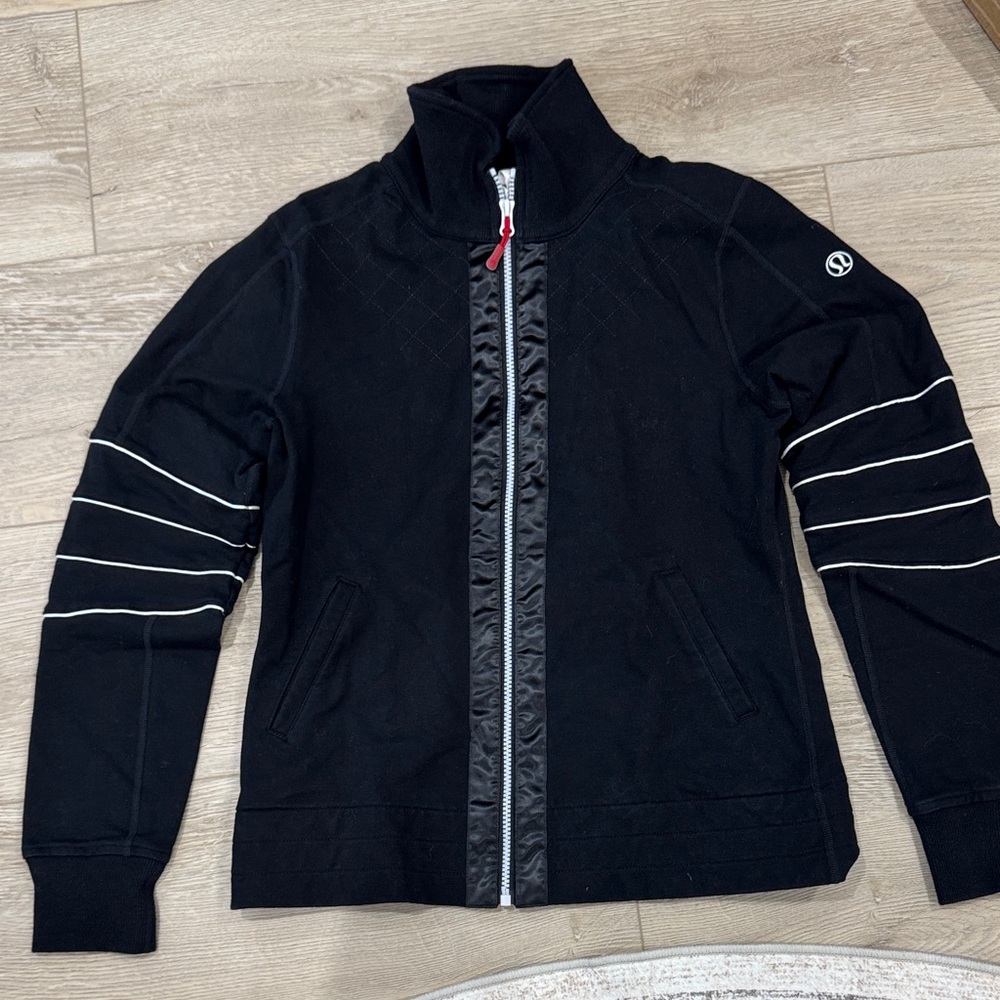 Lululemon Athletica Black Jacket with White Zipper Detail